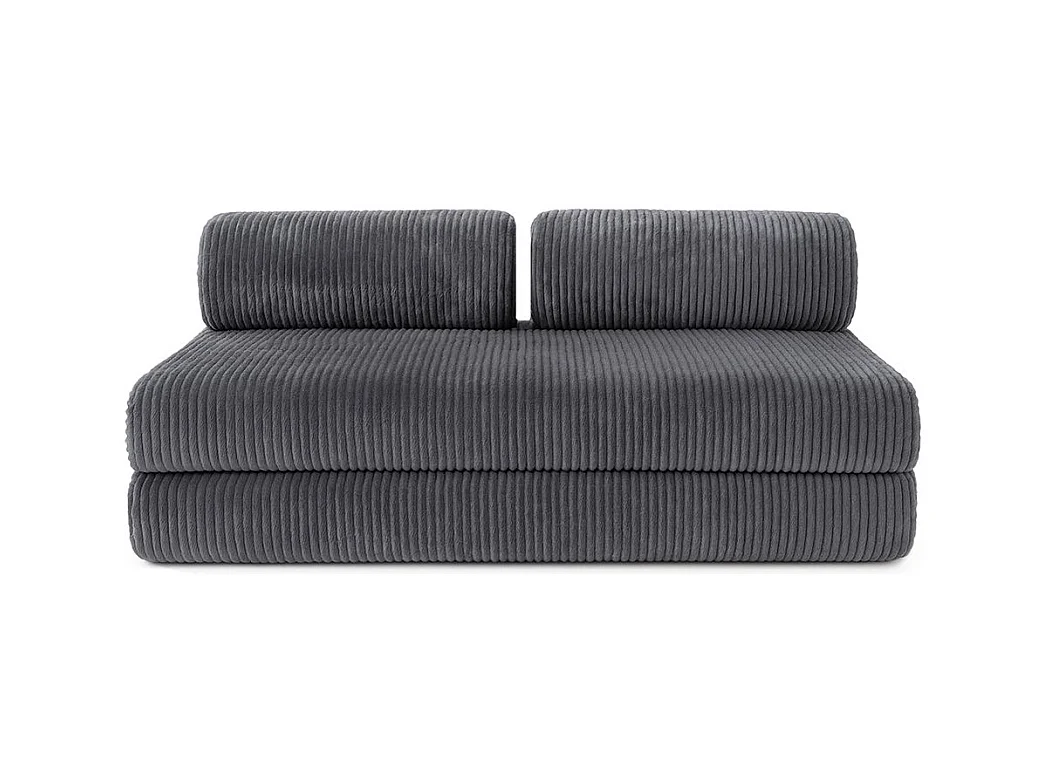 Canapé droit modulable et convertible 5 places - Velours côtelé XL - Gris
