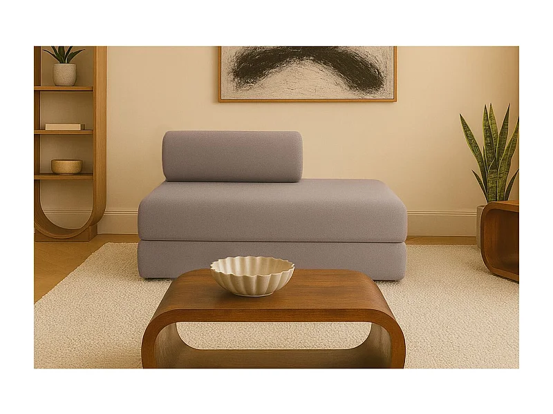 Canapé droit modulable et convertible 2 places - Tissu lisse - Marron