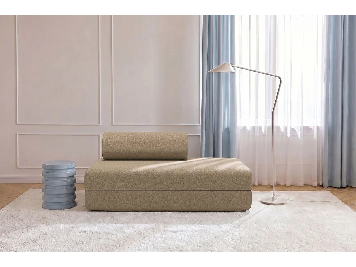 Canapé droit modulable et convertible 2 places - Tissu lisse - Marron