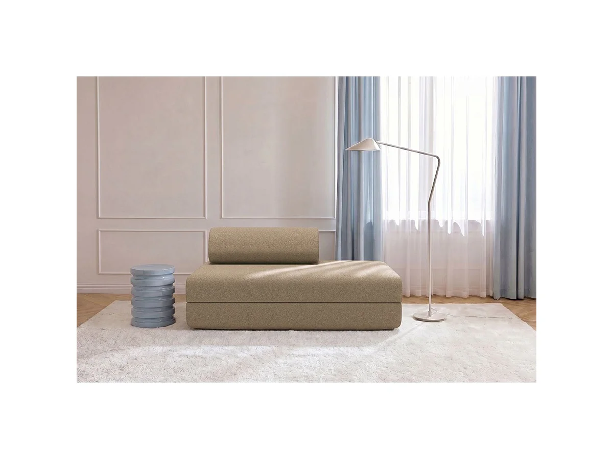 Canapé droit modulable et convertible 2 places - Tissu lisse - Marron