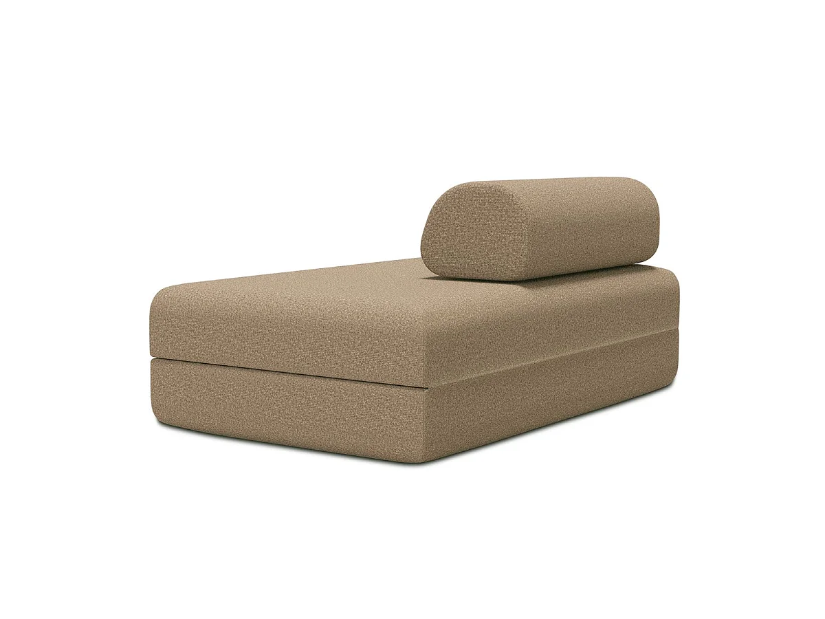 Canapé droit modulable et convertible 2 places - Tissu lisse - Marron