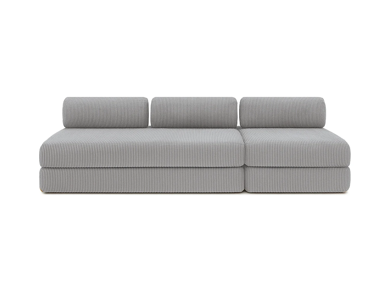 Canapé droit modulable et convertible 4 places - Velours côtelé - Gris clair