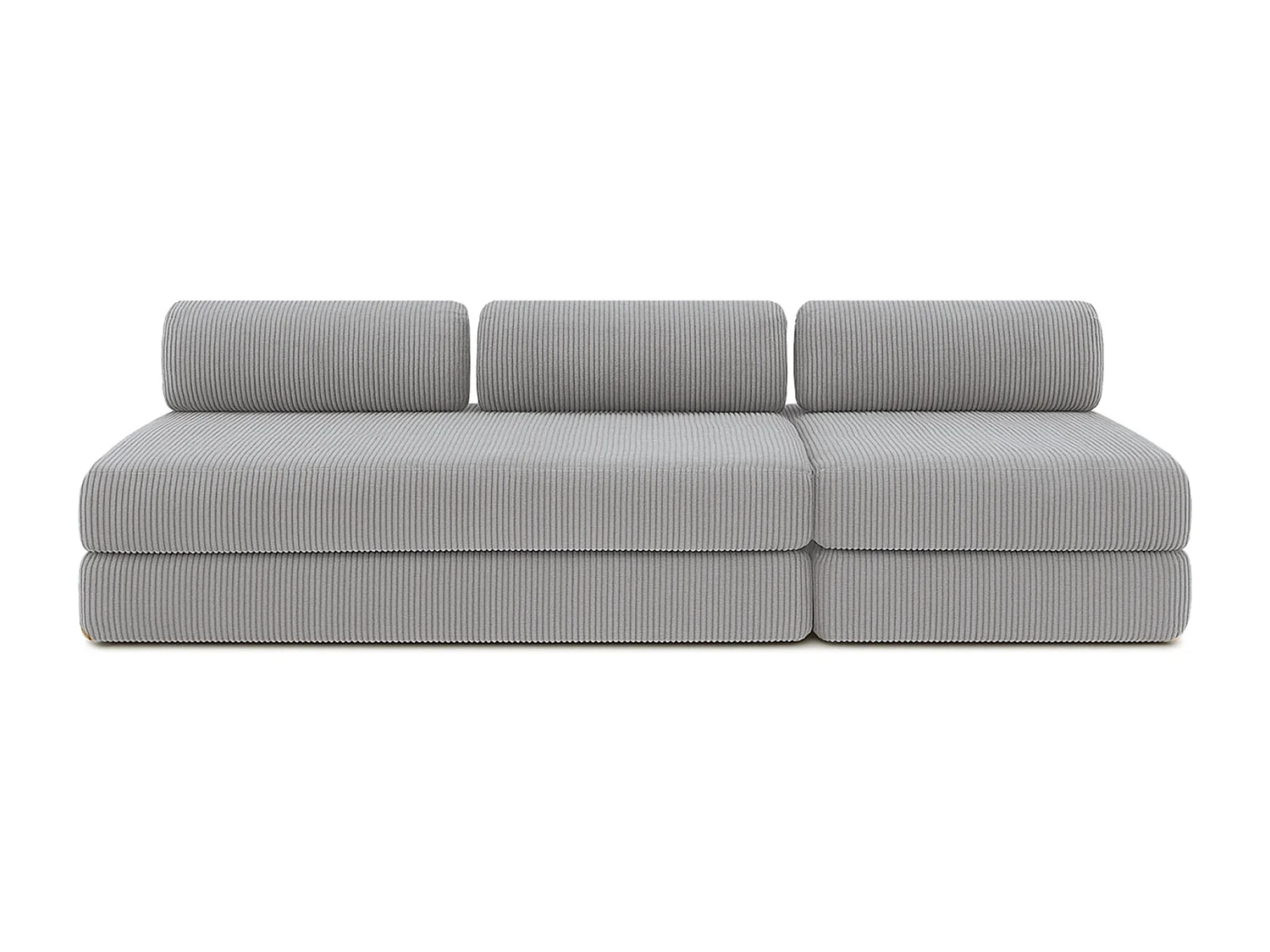 Canapé droit modulable et convertible 4 places - Velours côtelé - Gris clair