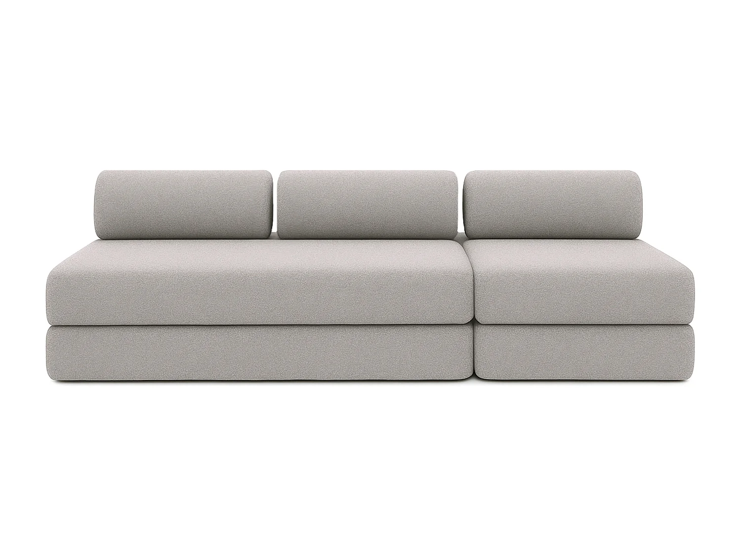 Canapé droit modulable et convertible 4 places - Tissu lisse - Gris clair