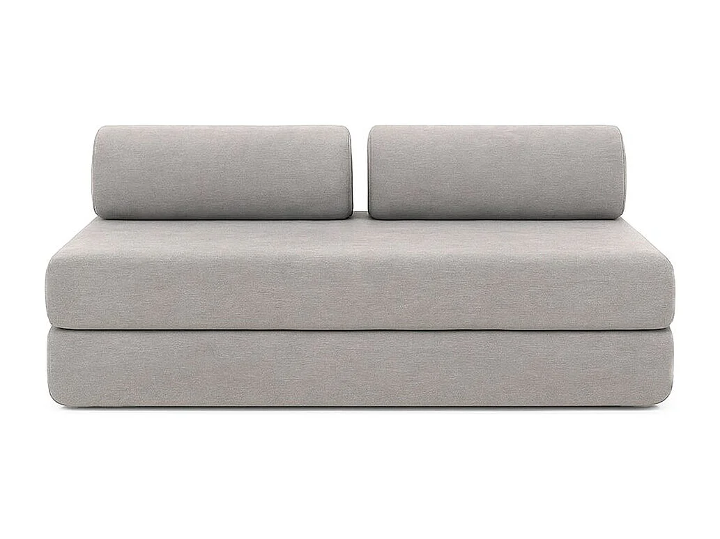 Canapé droit modulable et convertible 4 places - Tissu lisse - Gris clair