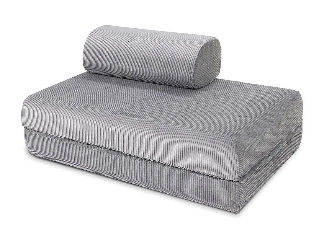 Canapé droit modulable et convertible 5 places - Velours côtelé - Gris clair