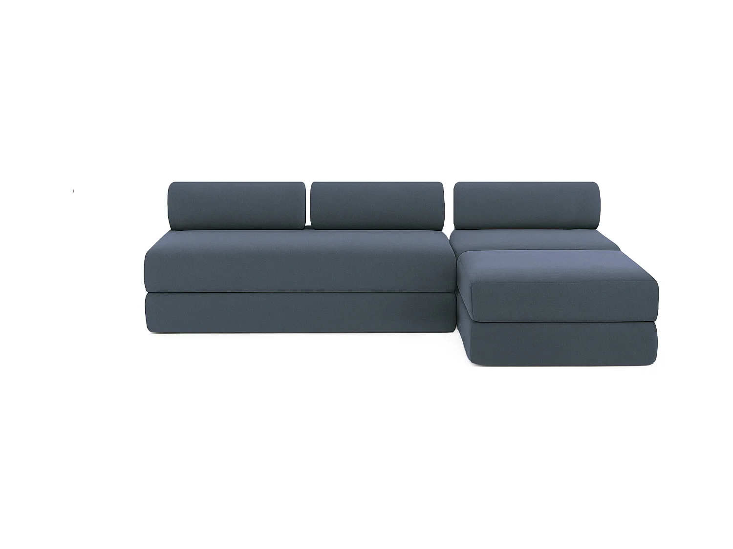 Canapé d'angle modulable et convertible 6 places - Tissu lisse - Bleu