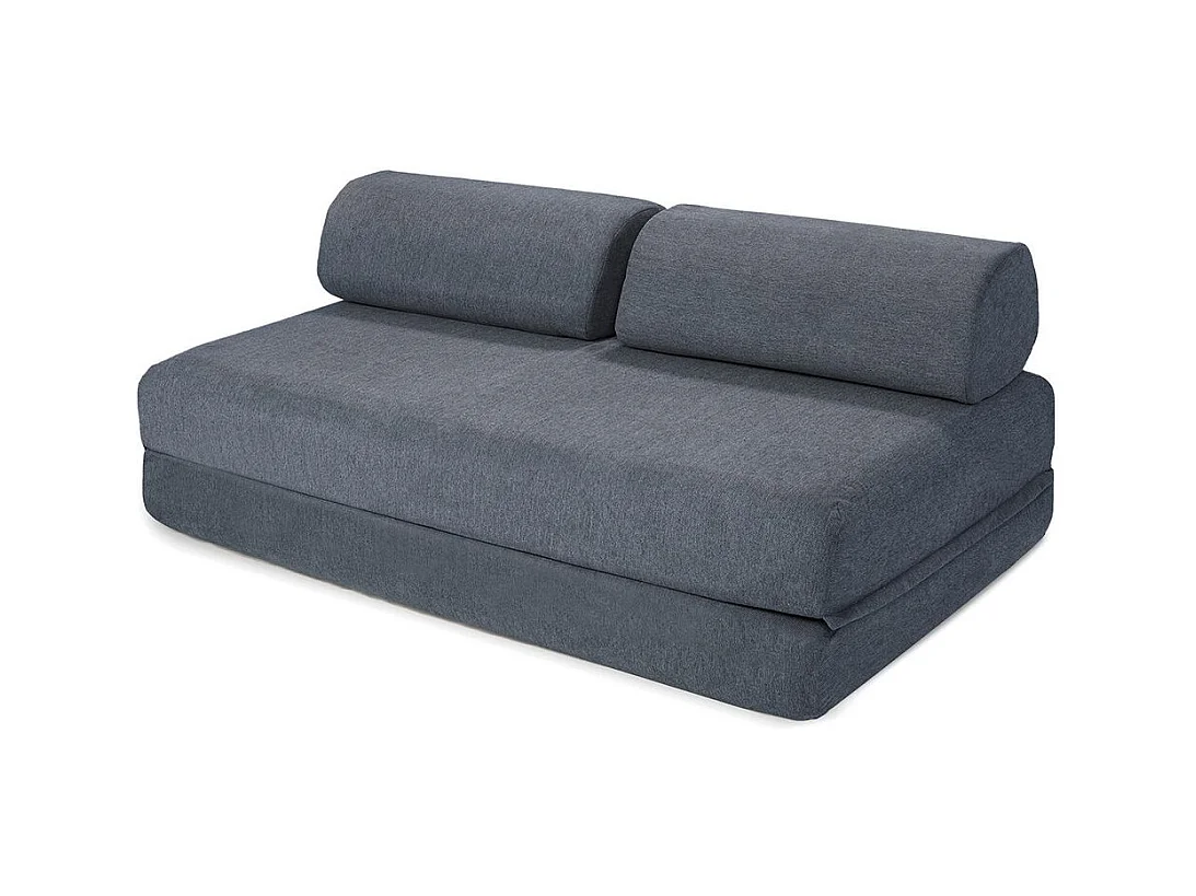 Canapé d'angle modulable et convertible 6 places - Tissu lisse - Bleu