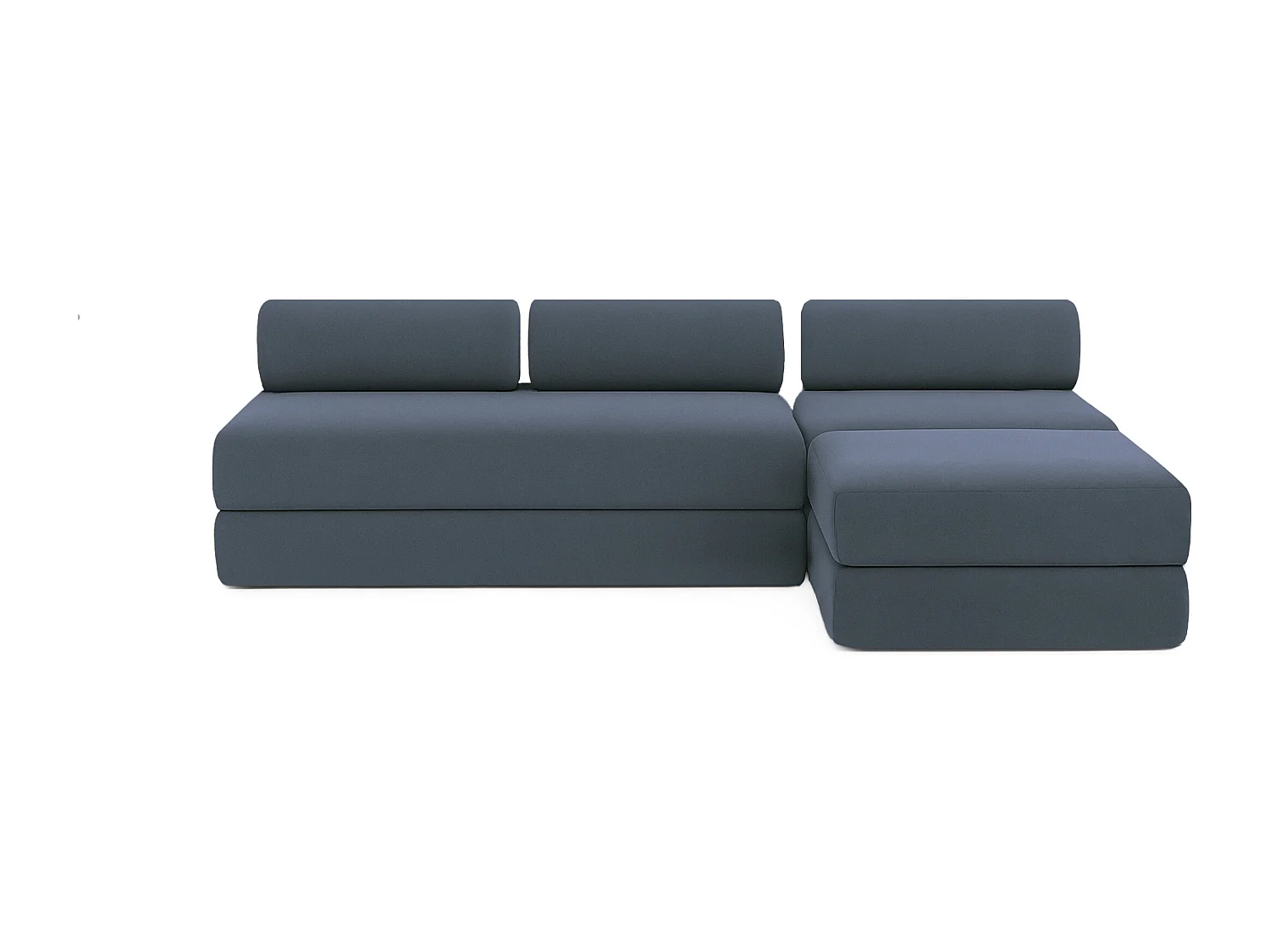 Canapé d'angle modulable et convertible 6 places - Tissu lisse - Bleu