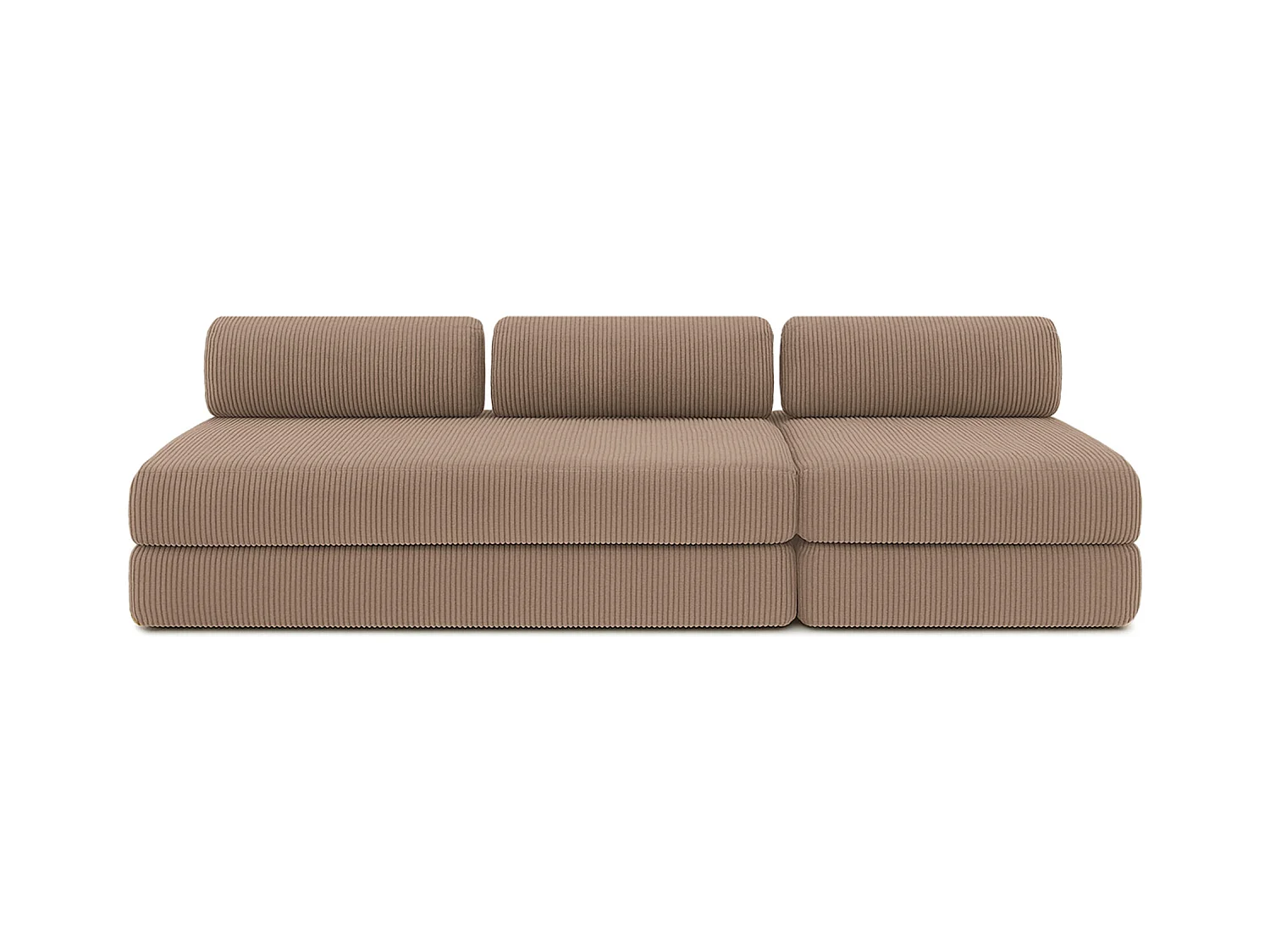 Canapé droit modulable et convertible 4 places - Velours côtelé - Taupe