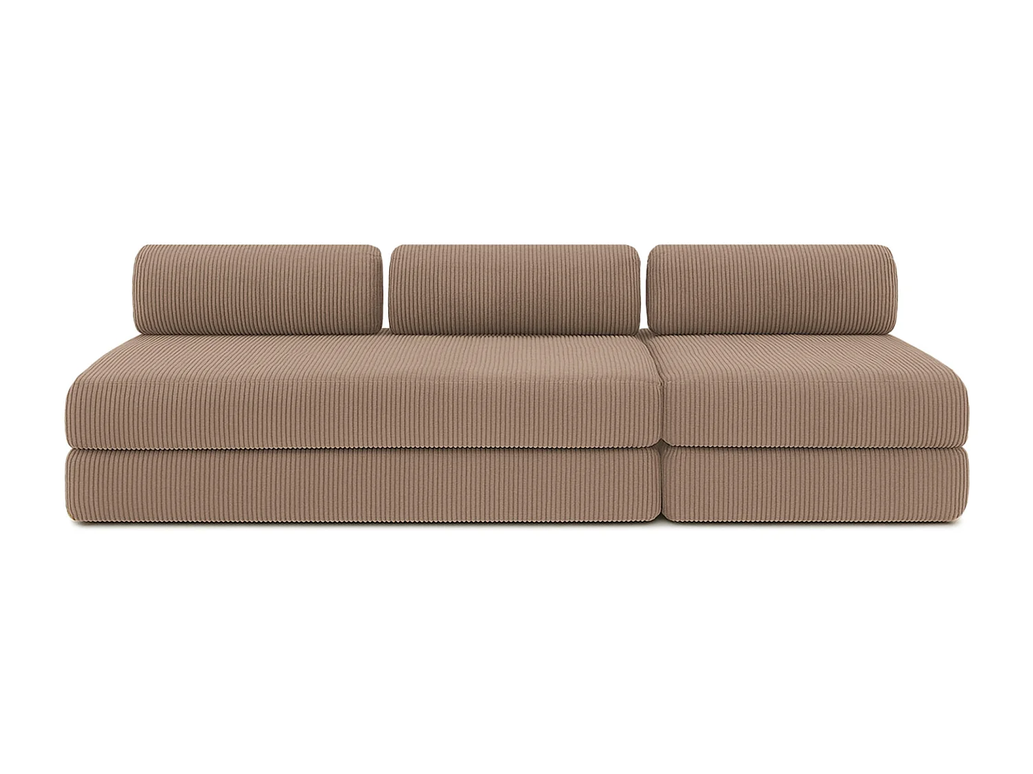 Canapé droit modulable et convertible 4 places - Velours côtelé - Taupe