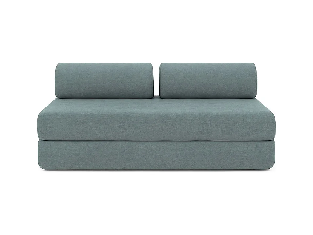 Canapé d'angle modulable et convertible 6 places - Tissu lisse - Bleu vert