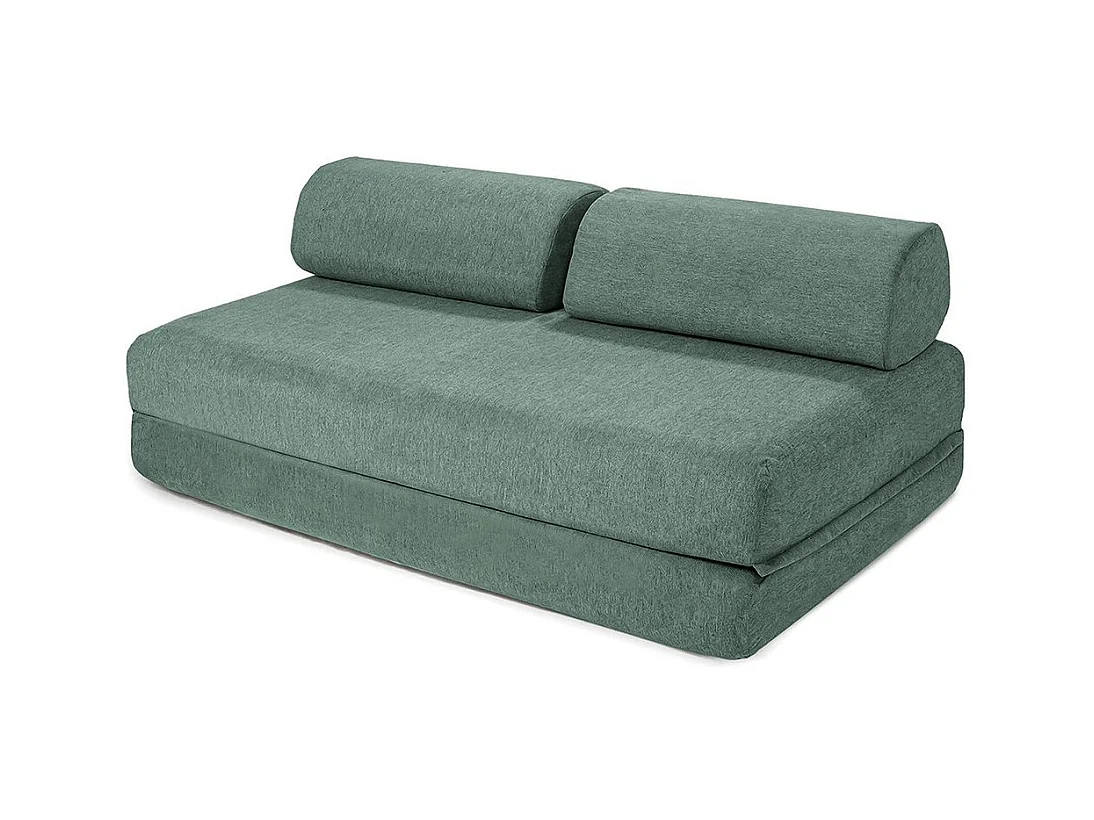 Canapé d'angle modulable et convertible 6 places - Tissu lisse - Bleu vert