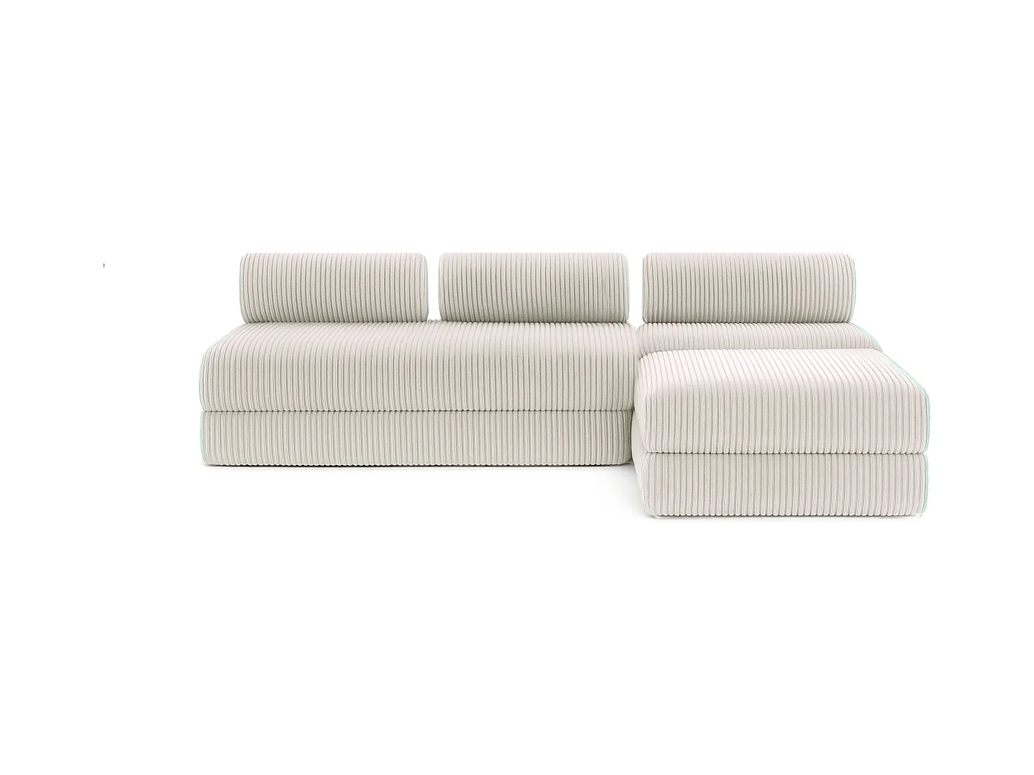 Canapé d'angle modulable et convertible 6 places - Velours côtelé XL - Blanc