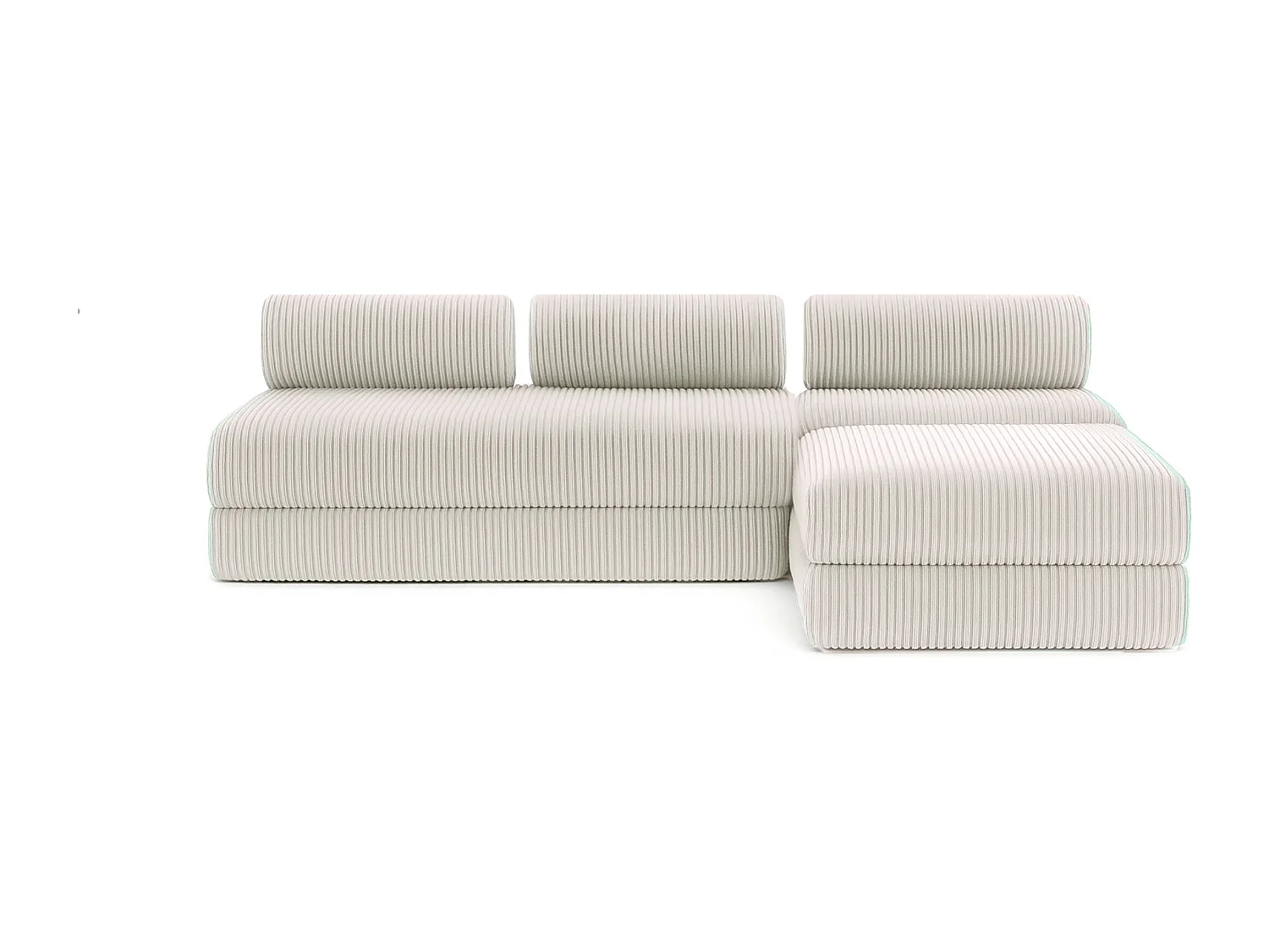Canapé d'angle modulable et convertible 6 places - Velours côtelé XL - Blanc