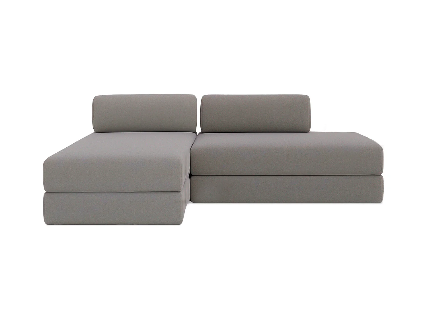 Canapé d'angle modulable et convertible 5 places - Tissu lisse - Gris