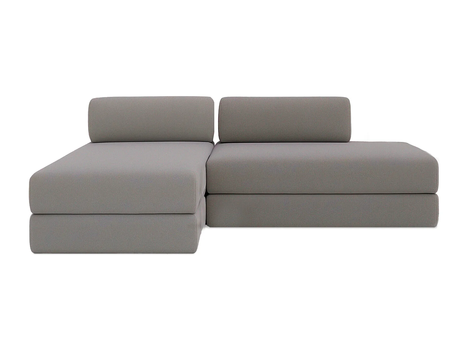 Canapé d'angle modulable et convertible 5 places - Tissu lisse - Gris