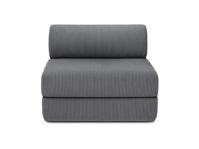 Canapé d'angle modulable et convertible 6 places - Velours côtelé - Gris