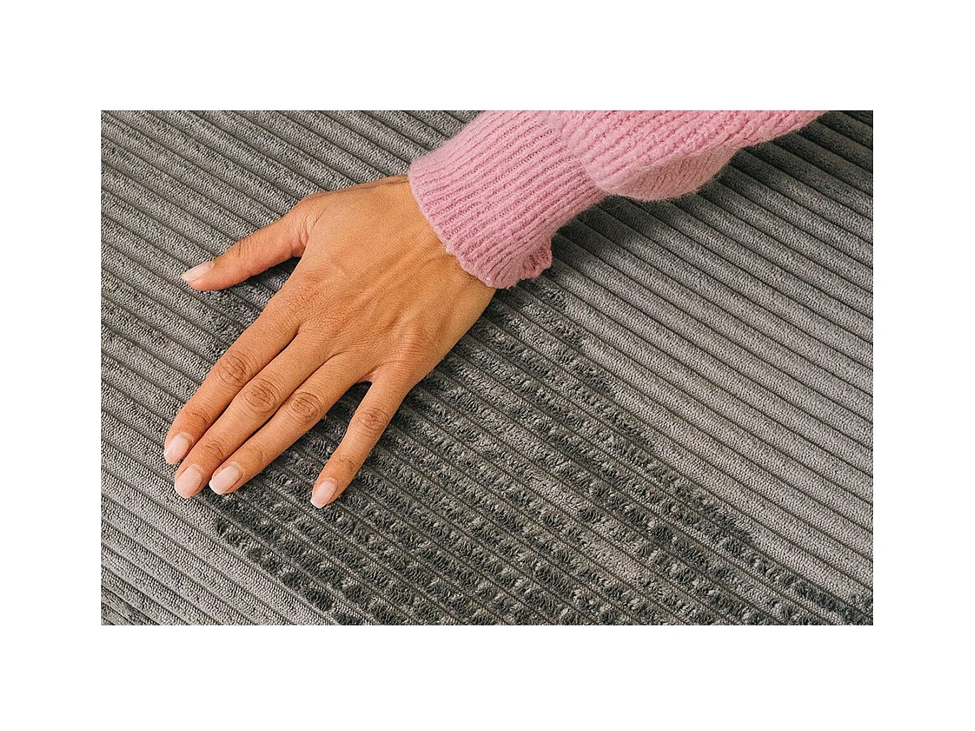 Canapé d'angle modulable et convertible 6 places - Velours côtelé - Gris