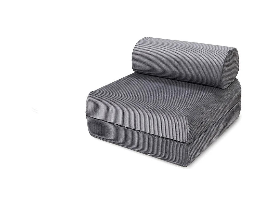 Canapé d'angle modulable et convertible 6 places - Velours côtelé - Gris