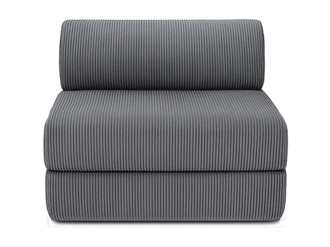 Canapé d'angle modulable et convertible 6 places - Velours côtelé - Gris