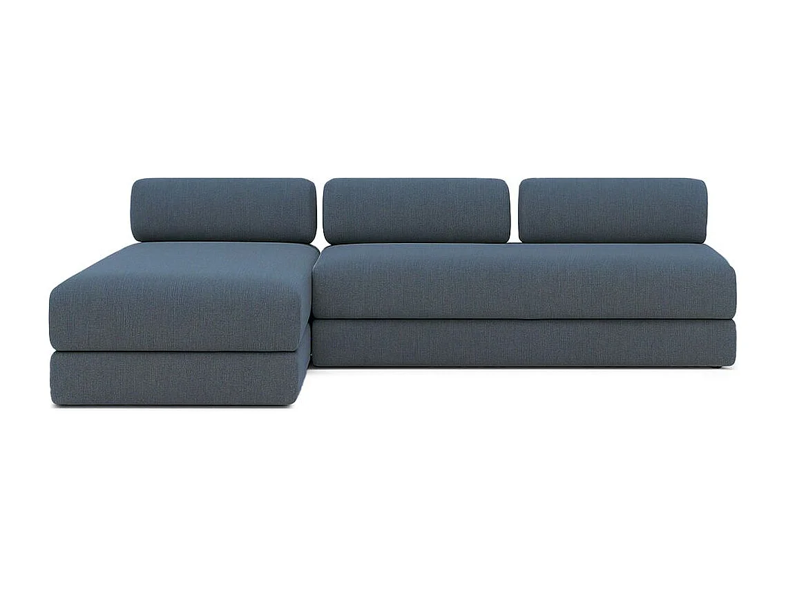 Canapé d'angle modulable et convertible 6 places - Tissu lisse - Bleu