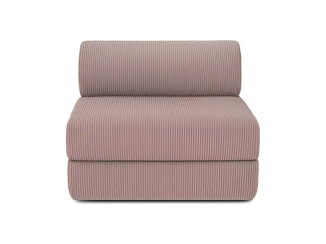Canapé d'angle modulable et convertible 6 places - Velours côtelé - Rose pâle