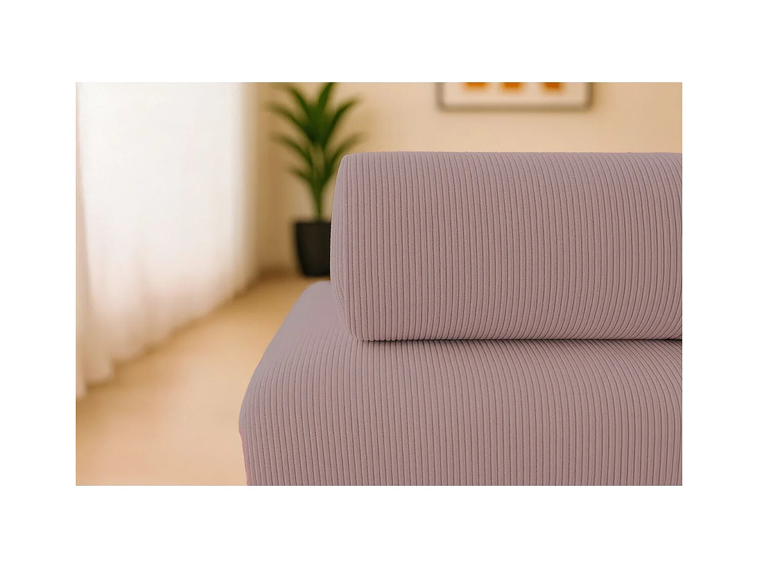 Canapé d'angle modulable et convertible 6 places - Velours côtelé - Rose pâle