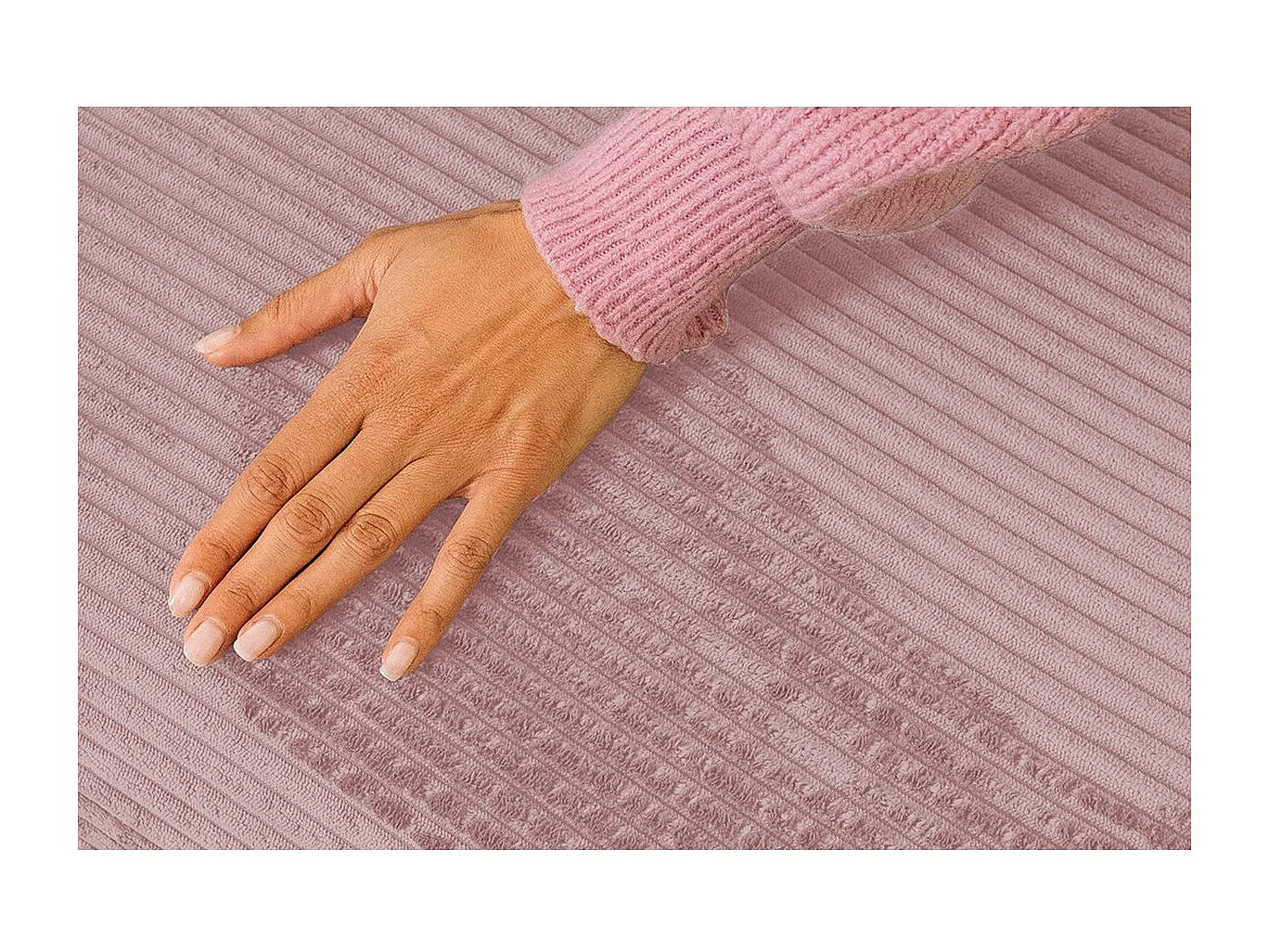 Canapé d'angle modulable et convertible 6 places - Velours côtelé - Rose pâle