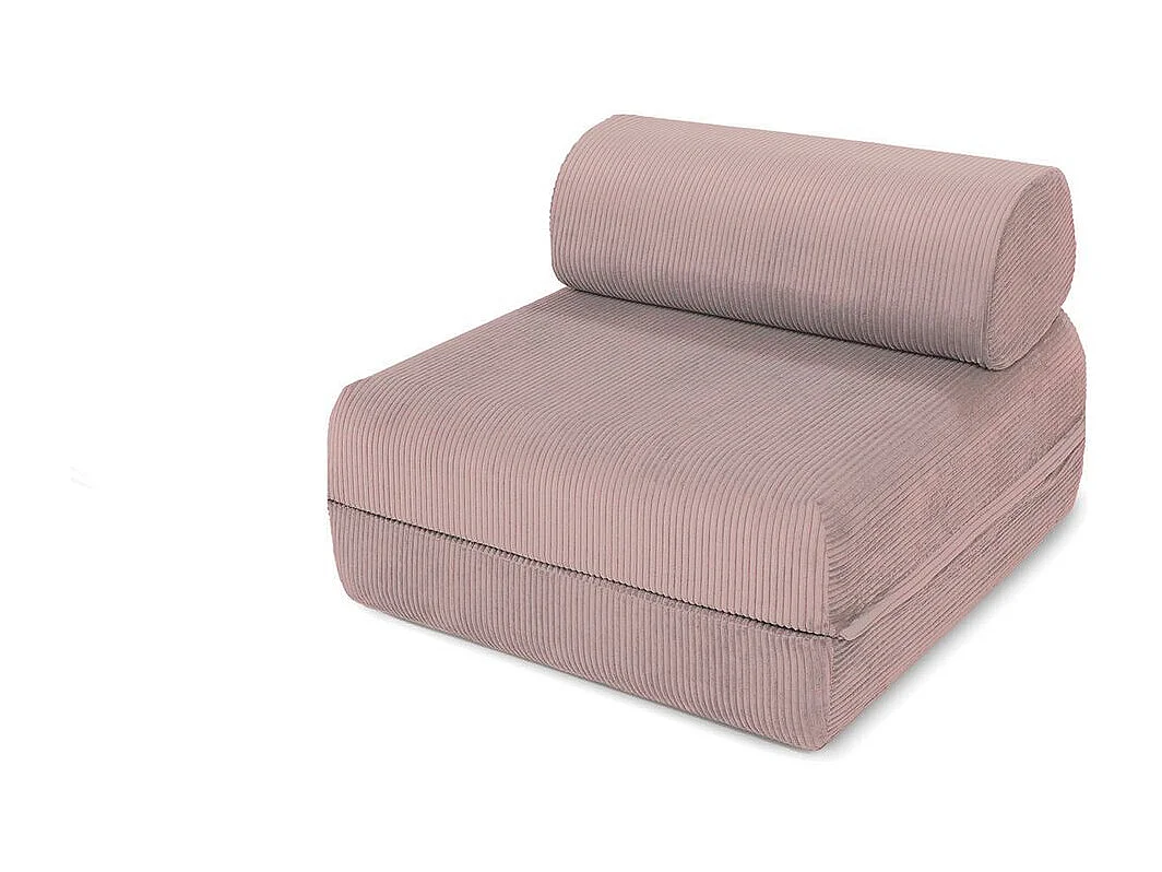 Canapé d'angle modulable et convertible 6 places - Velours côtelé - Rose pâle