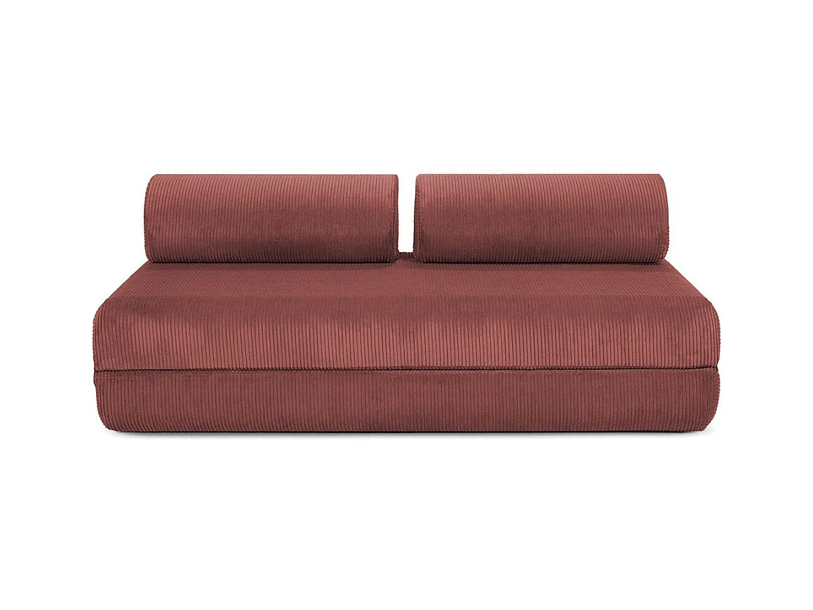 Canapé droit modulable et convertible 3 places - Velours côtelé - Rouge