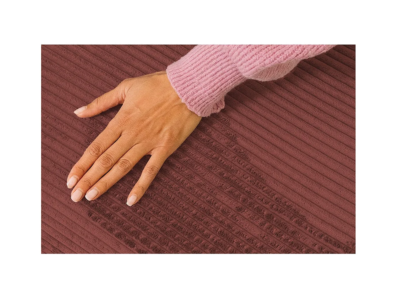 Canapé droit modulable et convertible 3 places - Velours côtelé - Rouge