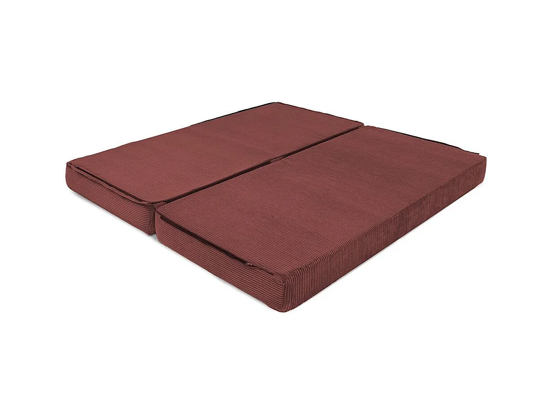 Canapé droit modulable et convertible 3 places - Velours côtelé - Rouge