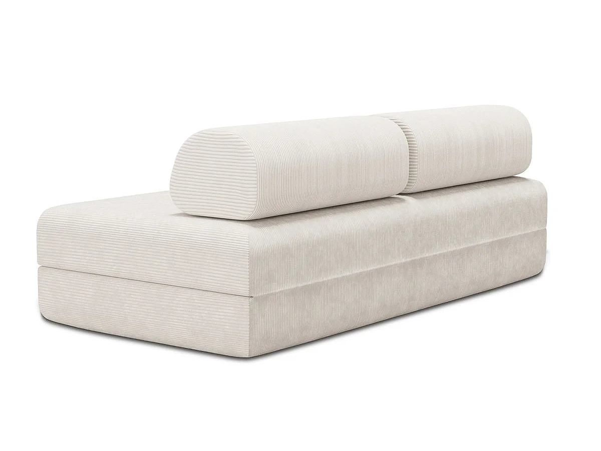 Canapé droit modulable et convertible 3 places - Velours côtelé - Blanc