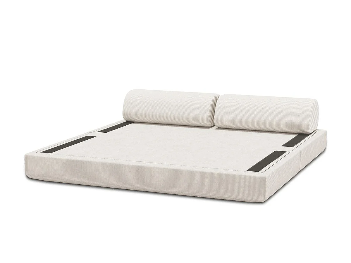 Canapé droit modulable et convertible 3 places - Velours côtelé - Blanc