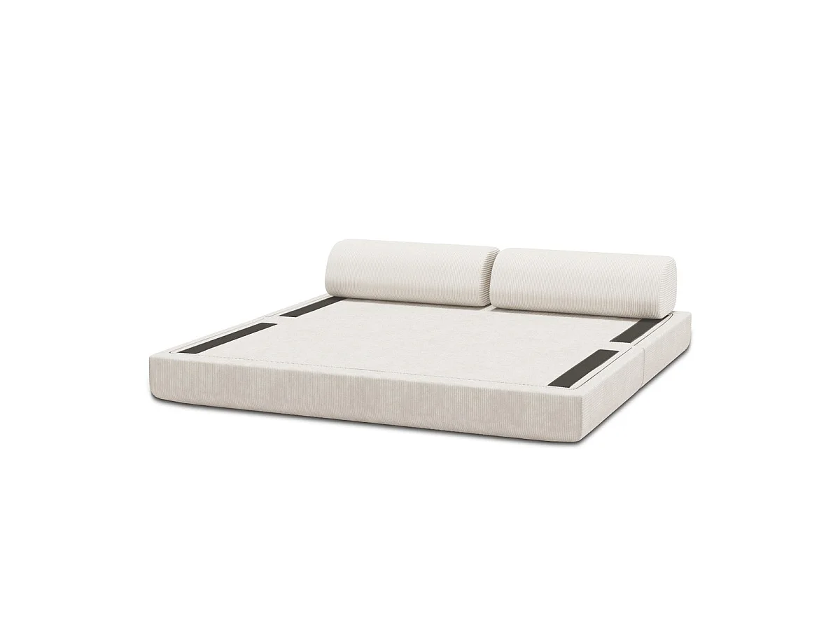 Canapé droit modulable et convertible 3 places - Velours côtelé - Blanc