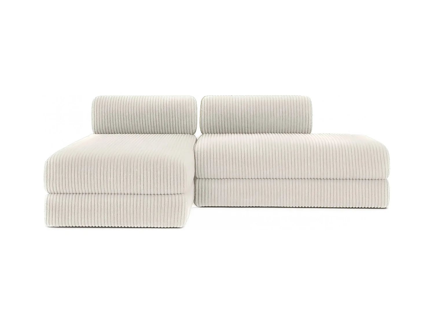 Canapé d'angle modulable et convertible 5 places - Velours côtelé XL - Blanc