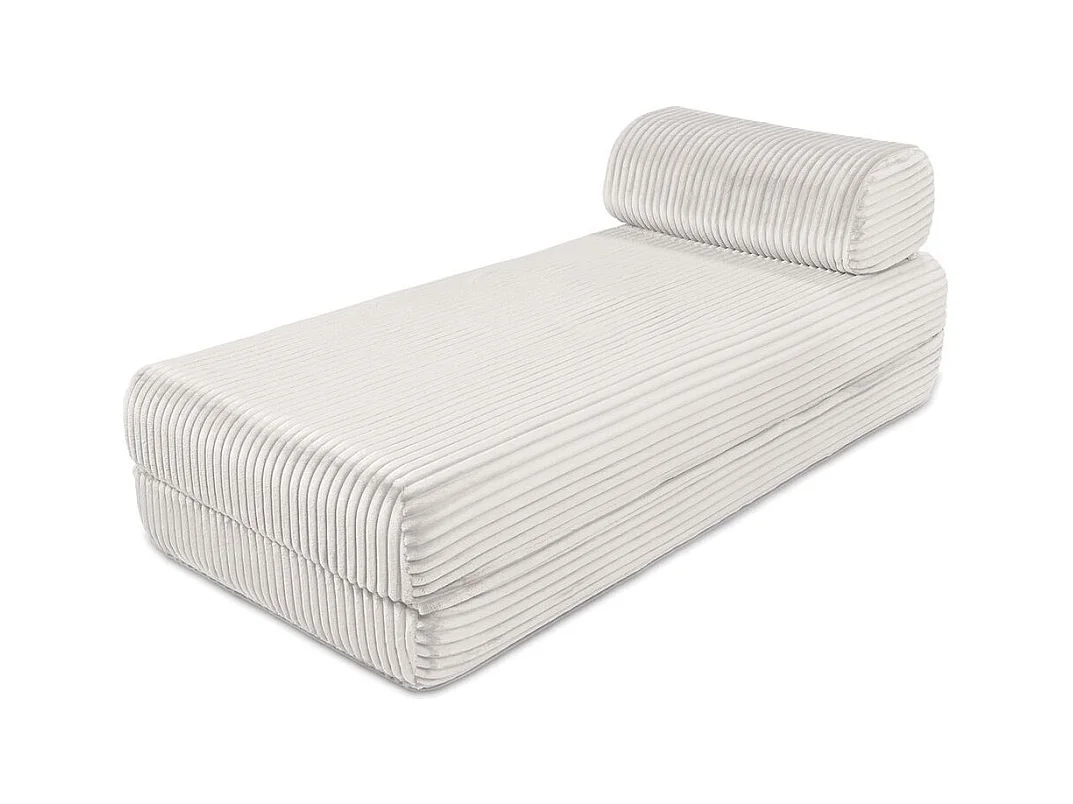 Canapé d'angle modulable et convertible 5 places - Velours côtelé XL - Blanc