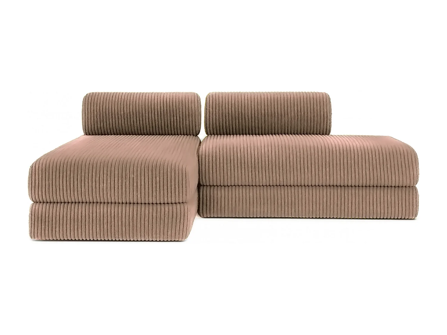 Canapé d'angle modulable et convertible 5 places - Velours côtelé XL - Marron