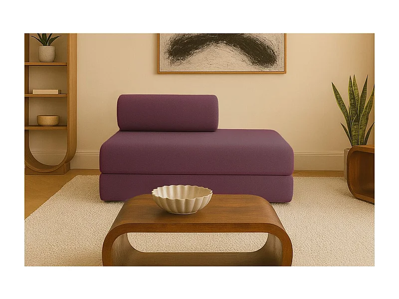 Canapé droit modulable et convertible 2 places - Tissu lisse - Rouge