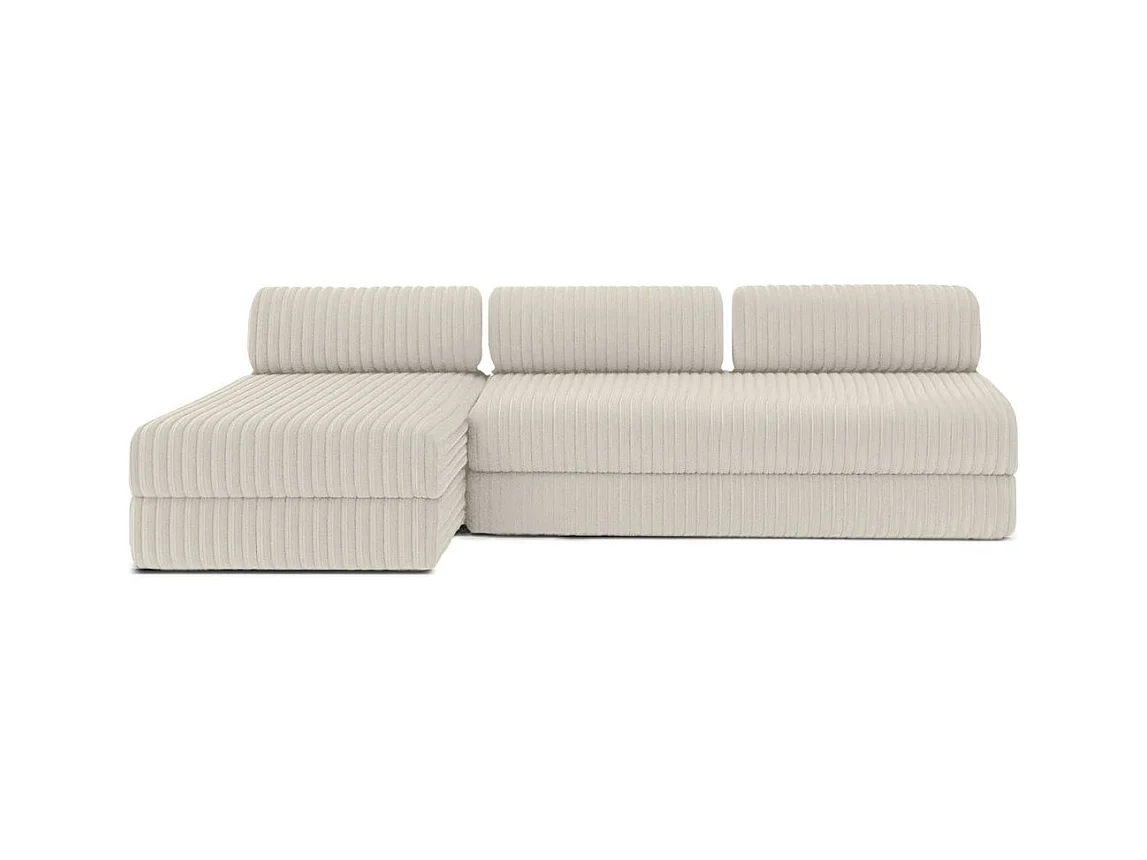 Canapé d'angle modulable et convertible 6 places - Velours côtelé XL - Blanc