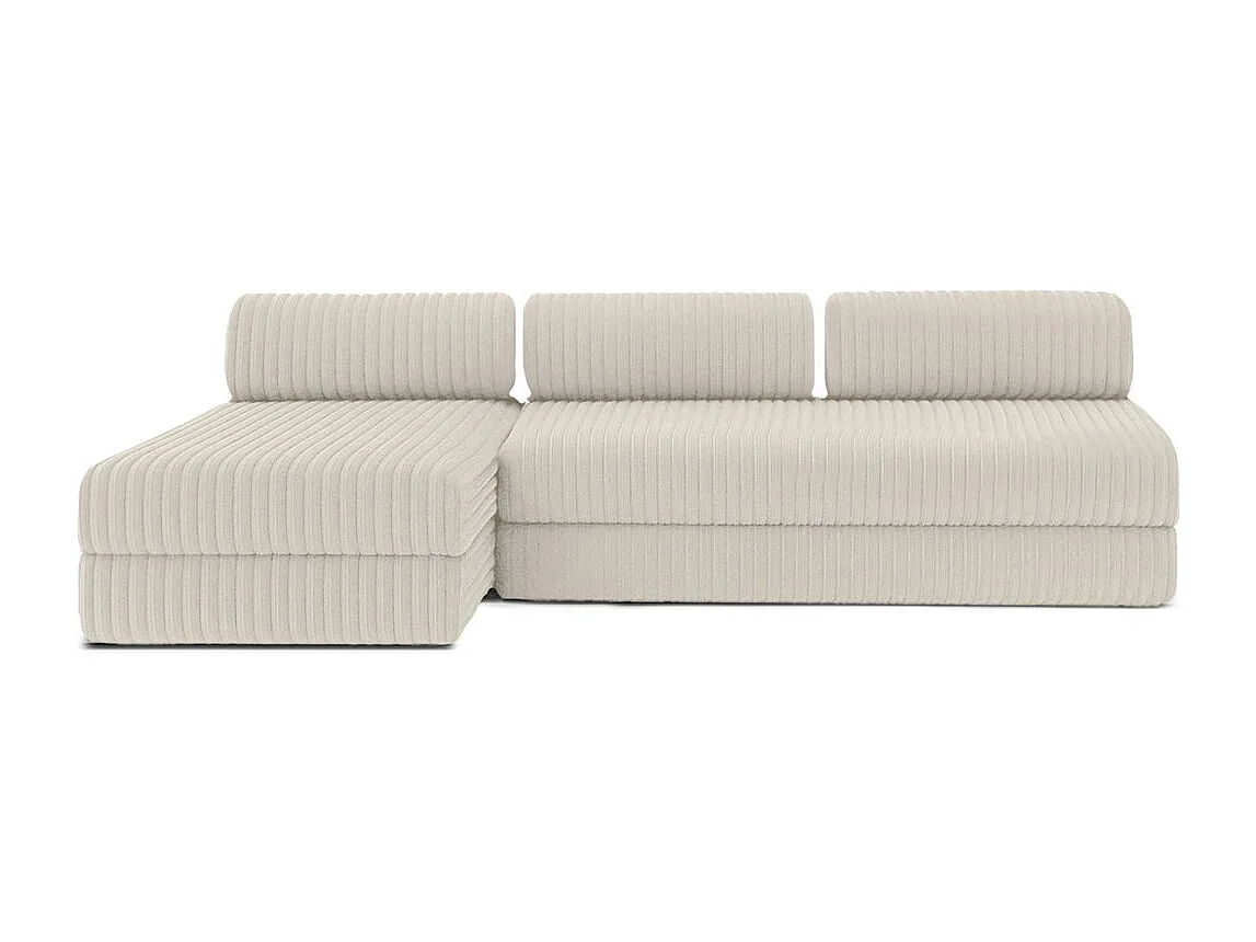 Canapé d'angle modulable et convertible 6 places - Velours côtelé XL - Blanc