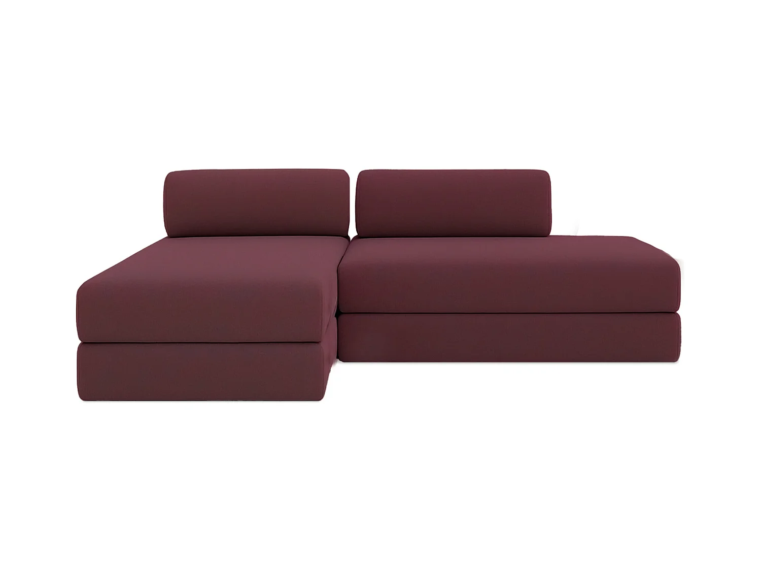 Canapé d'angle modulable et convertible 5 places - Tissu lisse - Rouge