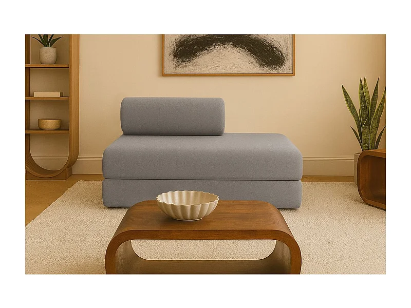 Canapé droit modulable et convertible 2 places - Tissu lisse - Gris