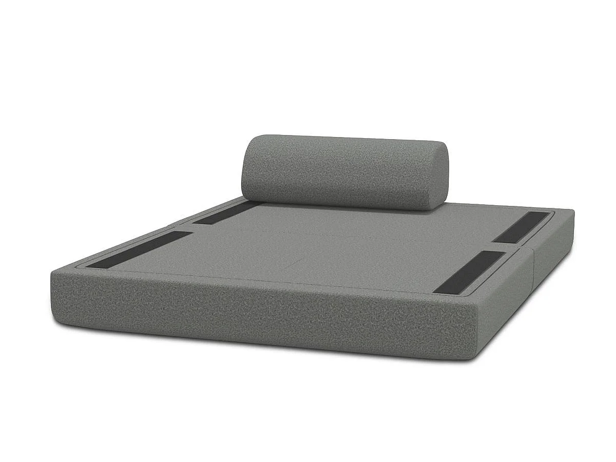 Canapé droit modulable et convertible 2 places - Tissu lisse - Gris