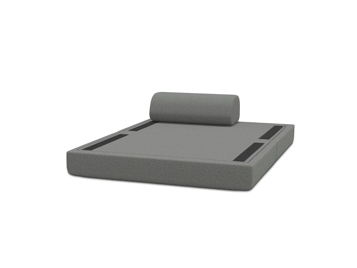 Canapé droit modulable et convertible 2 places - Tissu lisse - Gris