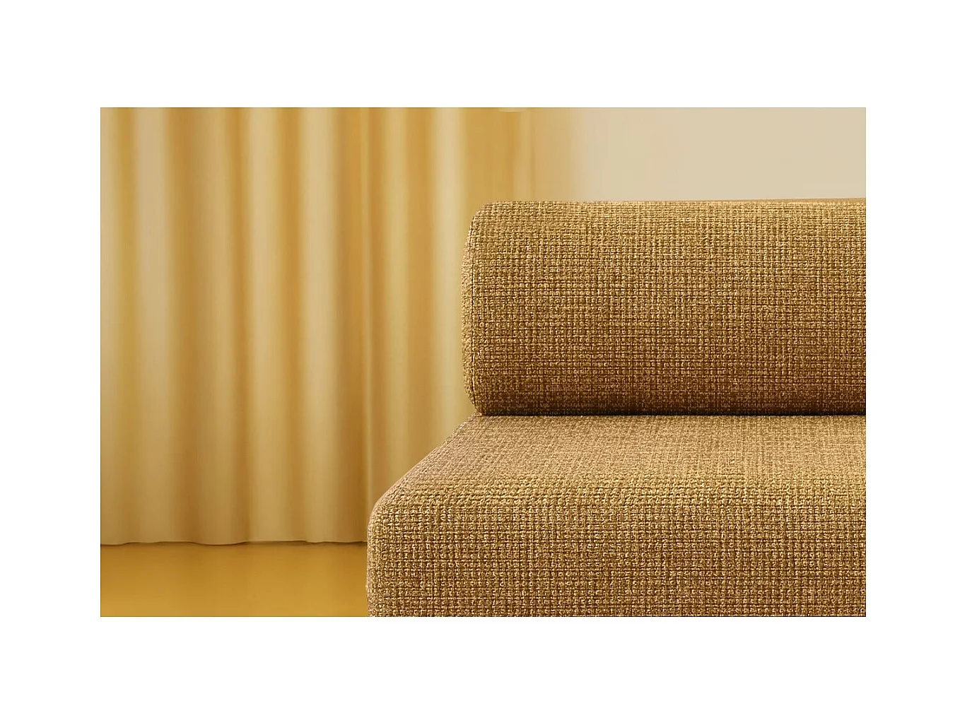 Canapé d'angle modulable et convertible 6 places - Tissu tweed - Jaune