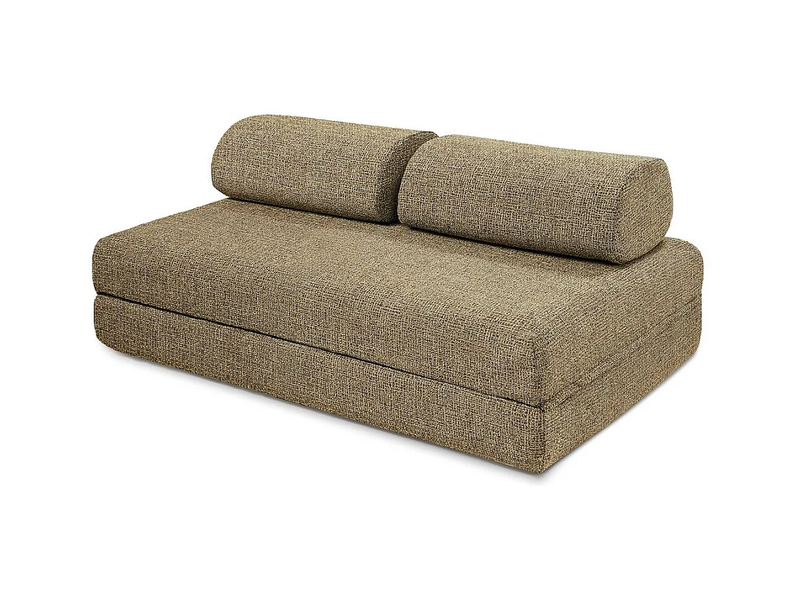 Canapé d'angle modulable et convertible 6 places - Tissu tweed - Jaune