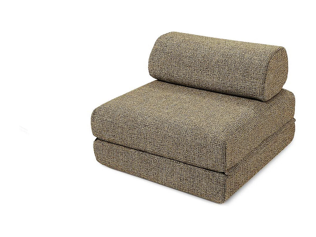 Canapé d'angle modulable et convertible 6 places - Tissu tweed - Jaune