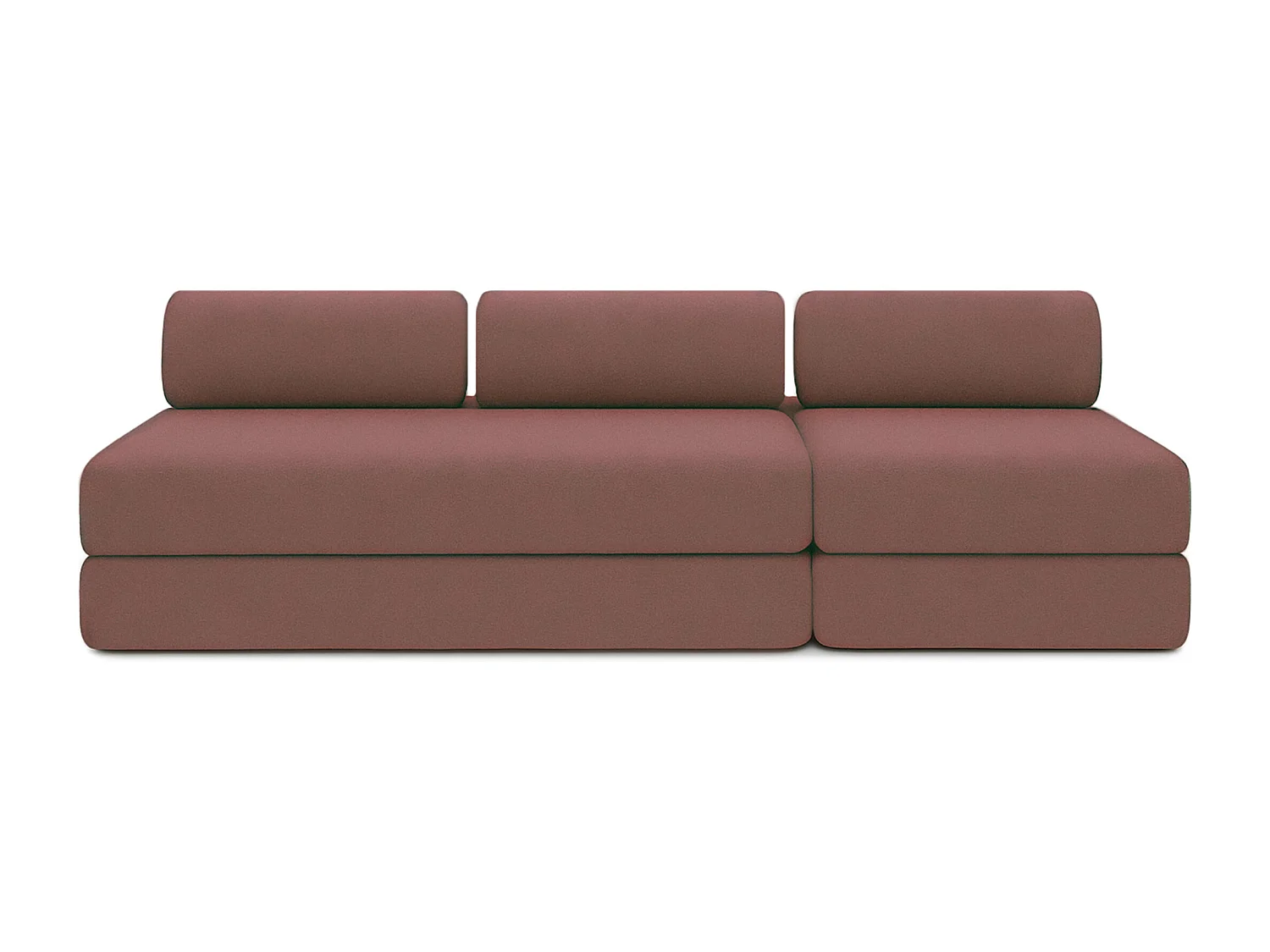 Canapé droit modulable et convertible 4 places - Tissu lisse - Terracotta